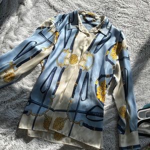 Zara flowy Blouse✨ baby blue and vibrant yellow colors high quality